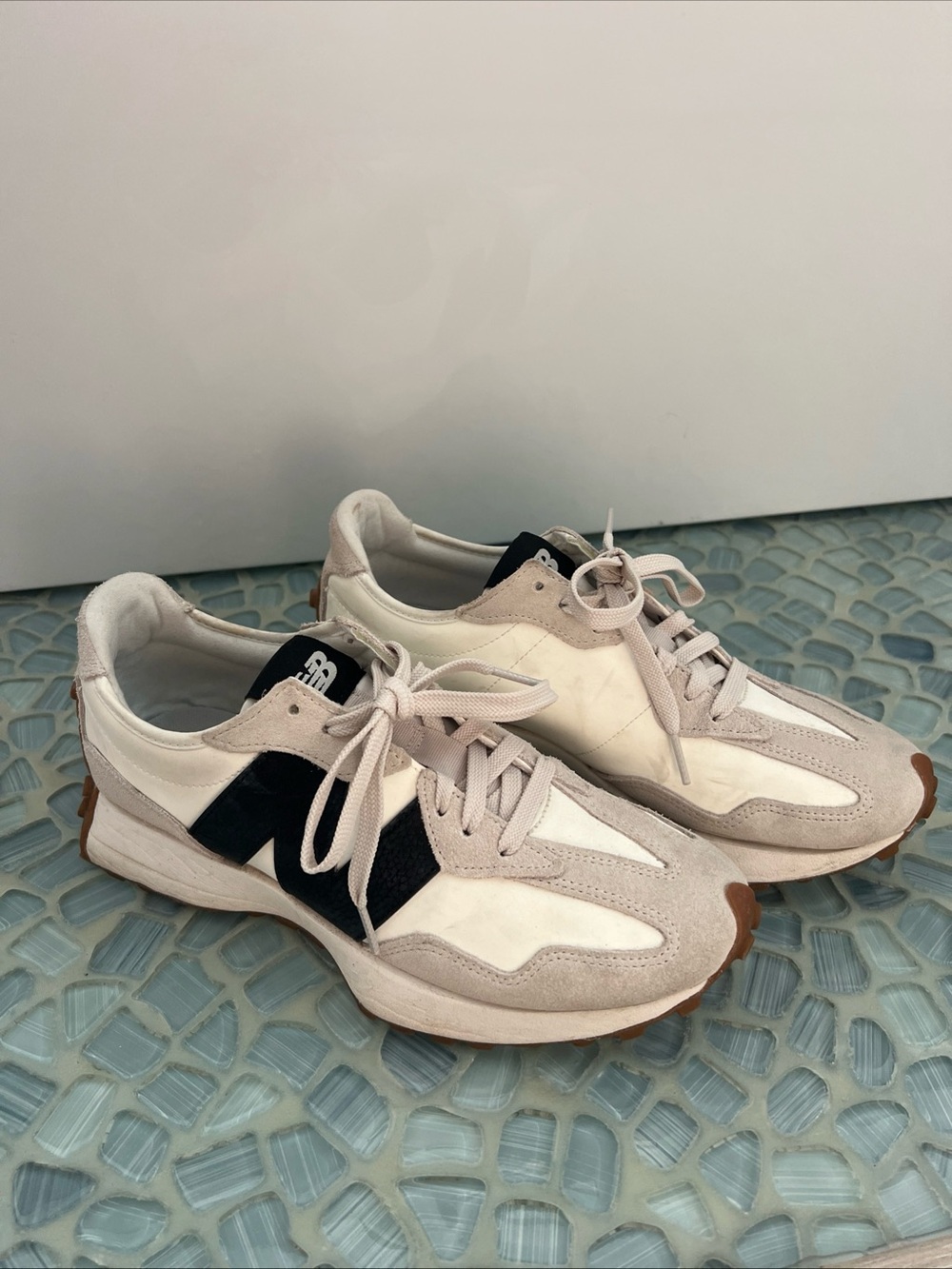 New Balance White and Black 327 Women's Sneakers